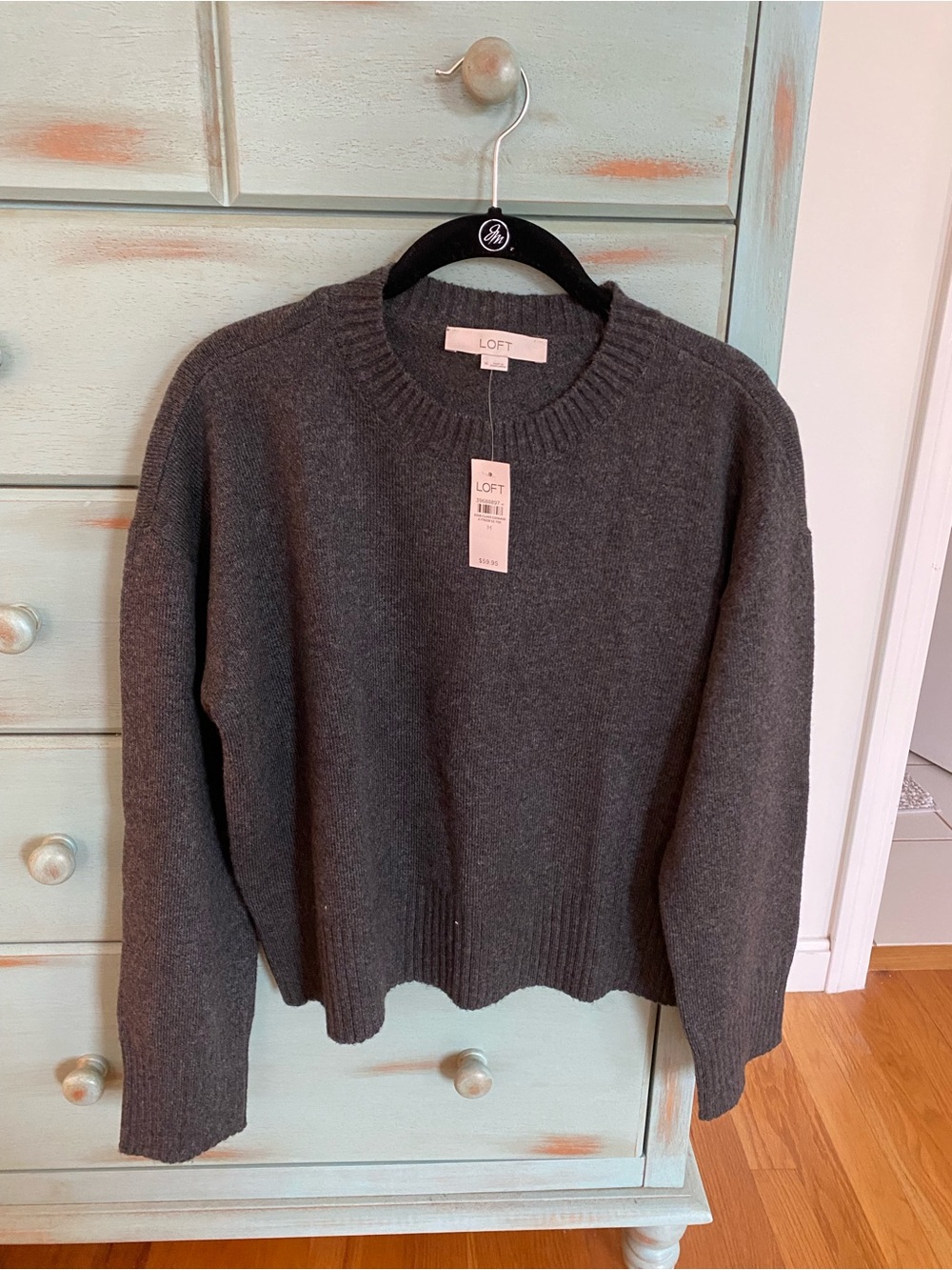 LOFT Women’s Charcoal Crewneck Sweater - Classic Knit